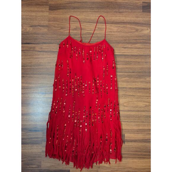 Free People Crystal Clear Mini Dress- Size Small- Red - Picture 11 of 11